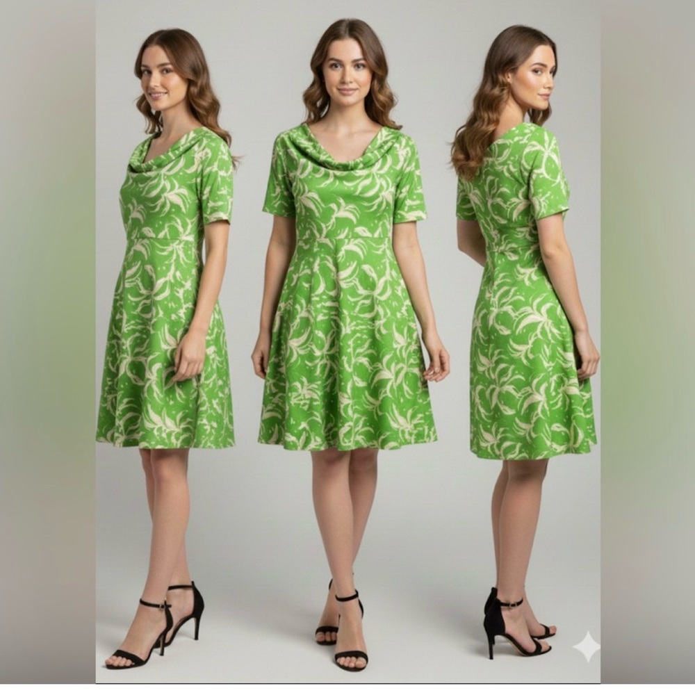 Alexia Admor Green and White Midi Dress